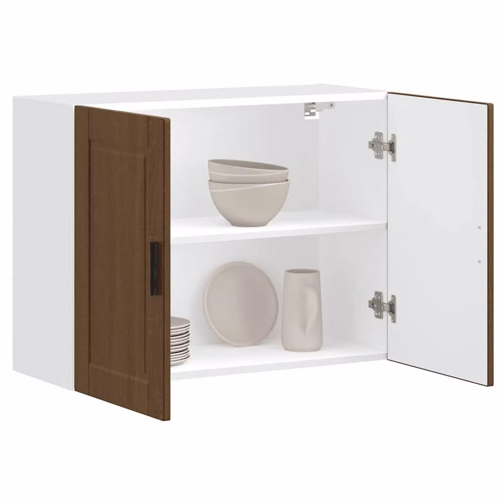 Berkfield Home Porto Brown Oak Kitchen Wall Cabinet with Internal Shelves and Hinged Doors, W/D/H: 60.0 x 31.0 x 80.0 cm – 2