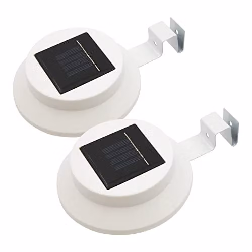 GardenKraft Solar LED Gutter and Fence Lights, Pack of 2, White – 1