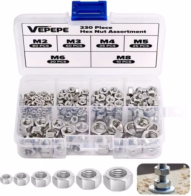 FLAVORA Silver Hex Nuts M2 M3 M4 M5 M6 M8
