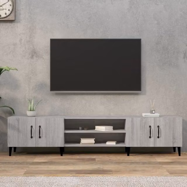 Berkfield Home Modern Grey Sonoma TV Cabinet, W: 180 cm, D: 31.5 cm, H: 40 cm