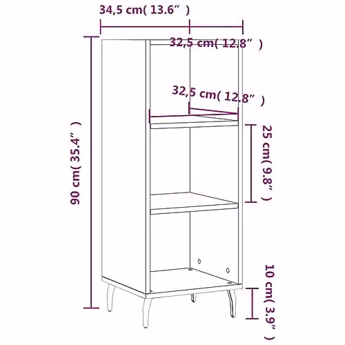 vidaXL White Industrial Sideboard in Wood and Metal, W/D/H: 34.5 x 32.5 x 90 cm – 2