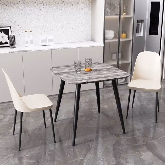 Core Products Ltd Aspen Square Grey Oak Effect Table and 2 Duo Plastic Chair Set in Grey and Black