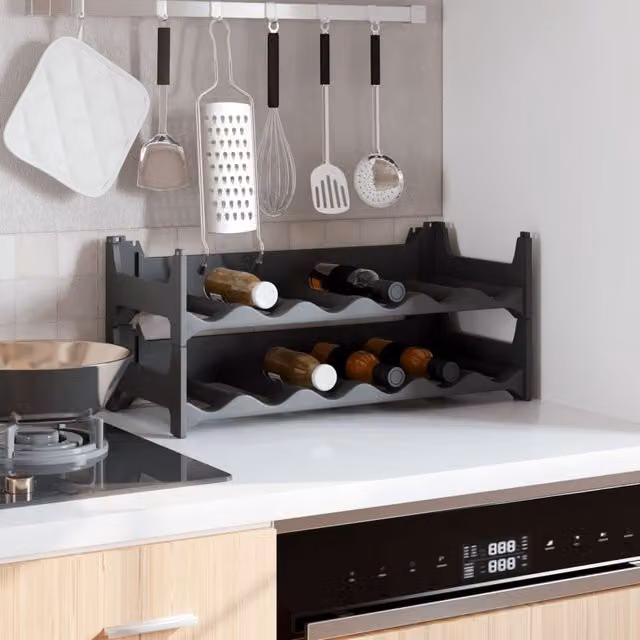 Berkfield Home Stackable Wine Rack for 12 Bottles in Matt Black