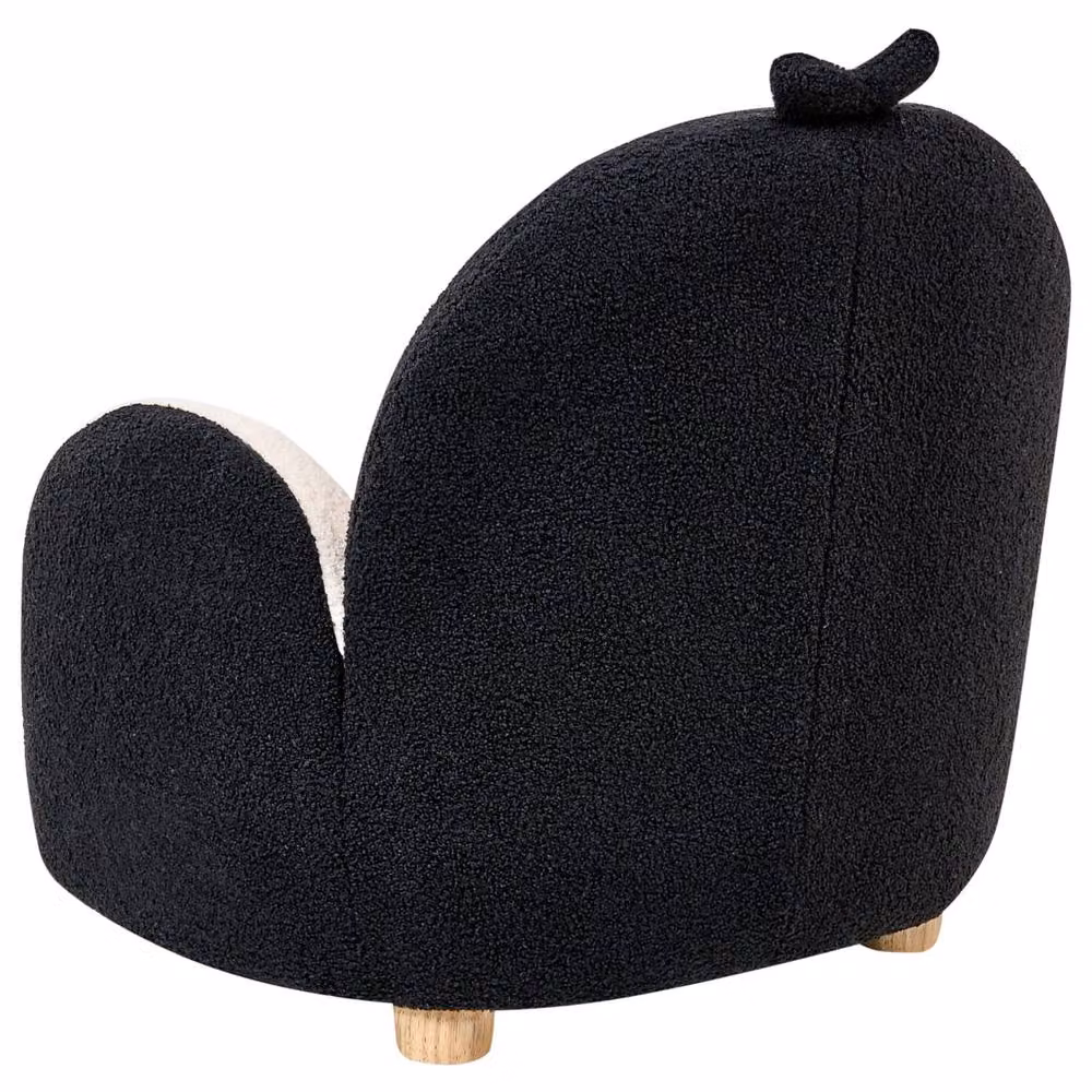 Wyld and Coco Penguin Kids Armchair in Black Boucle with Solid Rubberwood Frame – 4