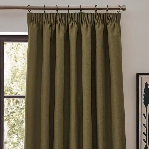 Riva Home Dawn Textured Blackout Pencil Pleat Curtains, Green, Width: 168 cm, Drop: 137 cm – 3
