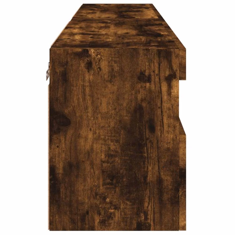Berkfield Home Set of 2 TV Wall Cabinets with LED Lights in Smoked Oak Brown, W/D/H: 60 x 30 x 40 cm – 9