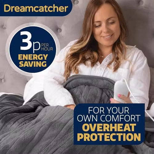Dreamcatcher Heated Throw Blanket in Grey with 9 Heat Settings and 12HR Timer – 3