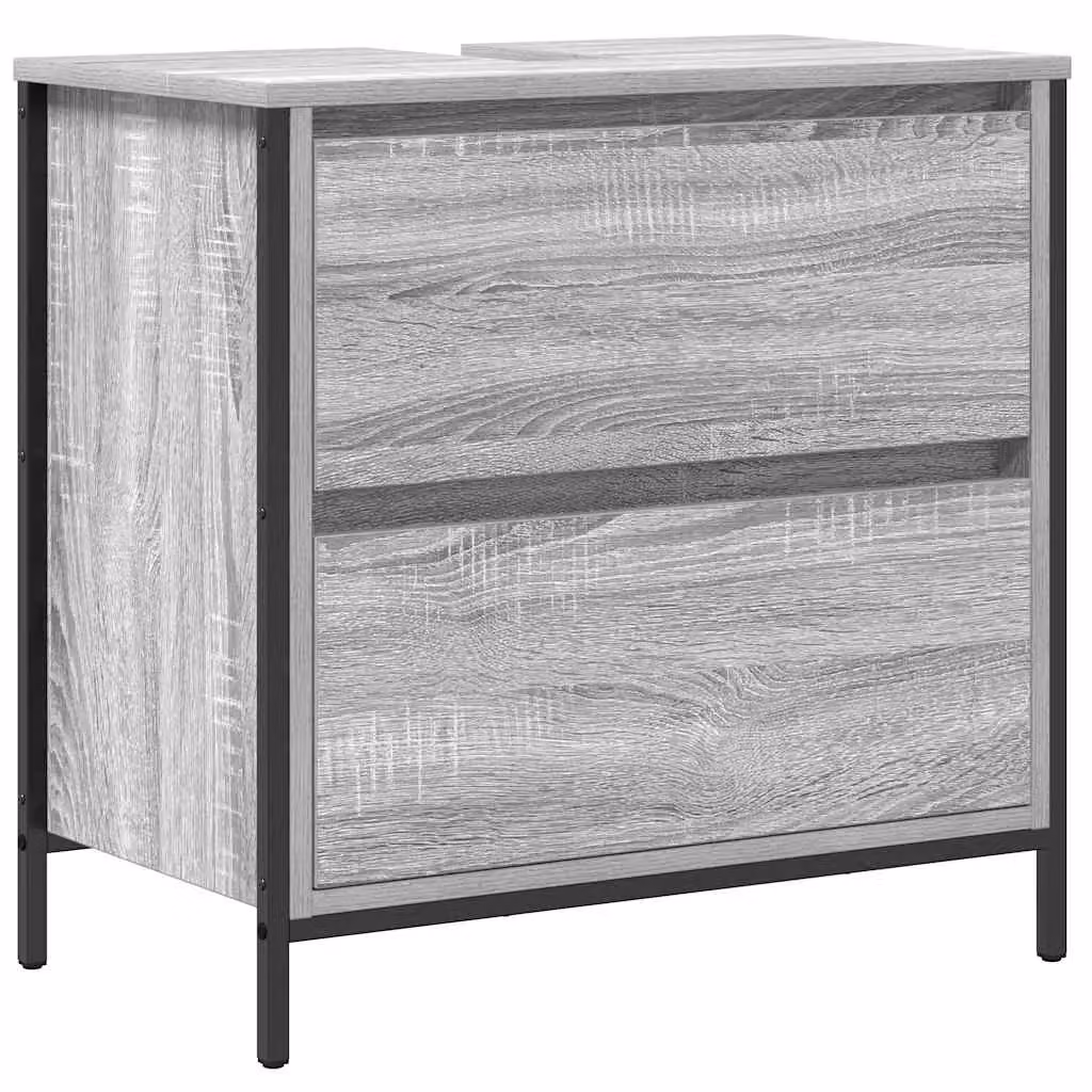 Berkfield Home Bathroom Basin Cabinet with Drawers, Grey Sonoma, W: 60 cm, D: 34.5 cm, H: 60 cm – 2