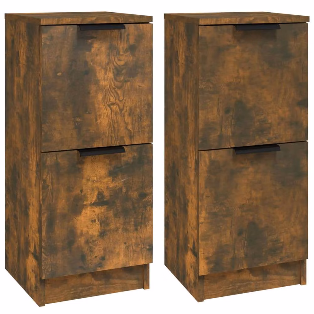 Berkfield Home Set of 2 Smoked Oak Sideboards in Brown, W/D/H: 30 x 30 x 70 cm – 2