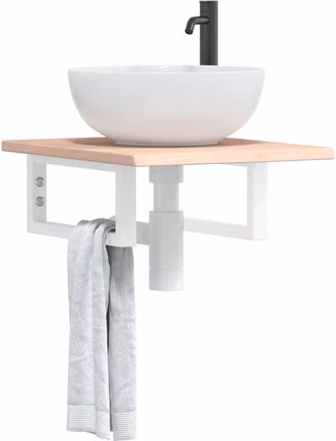Berkfield Home Wall Mounted Basin Shelf in Brown Oak and Steel