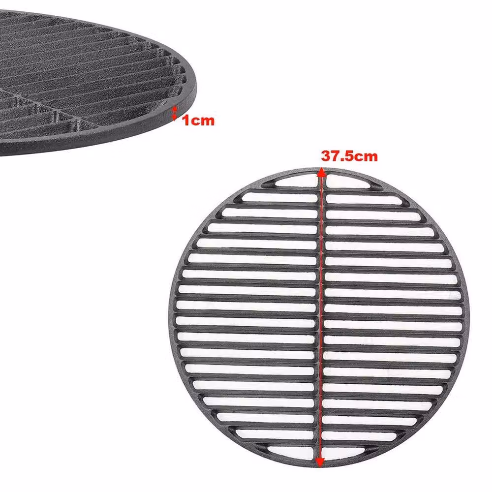 NESTLUNE Black Cast Iron Round Charcoal BBQ Grill Grate, Diameter: 100 cm, Width: 15 cm – 2