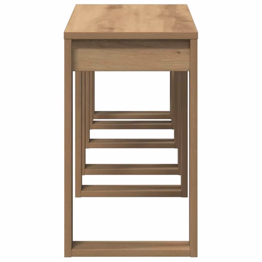 Berkfield Home Nest of 3 Tables in Artisan Oak Brown Engineered Wood – 3