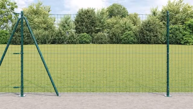 Berkfield Home Euro Fence with 7 Flanged Posts, Galvanised Steel, Silver, W: 10 m, H: 1.2 m