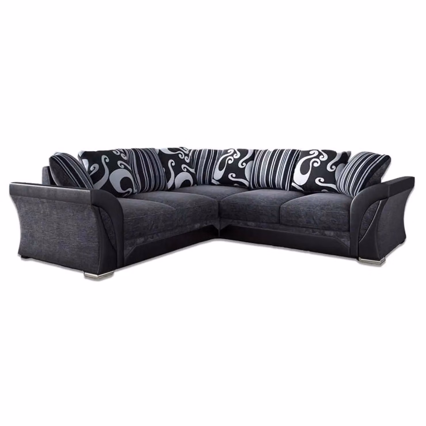 Furnishings For Less UK Lisbon Black and Grey L-Shaped 5 Seater Fabric Corner Sofa – 2