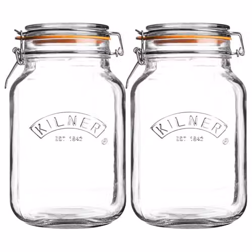 Rayware Transparent Glass Clip Top Jars, Pack of 2
