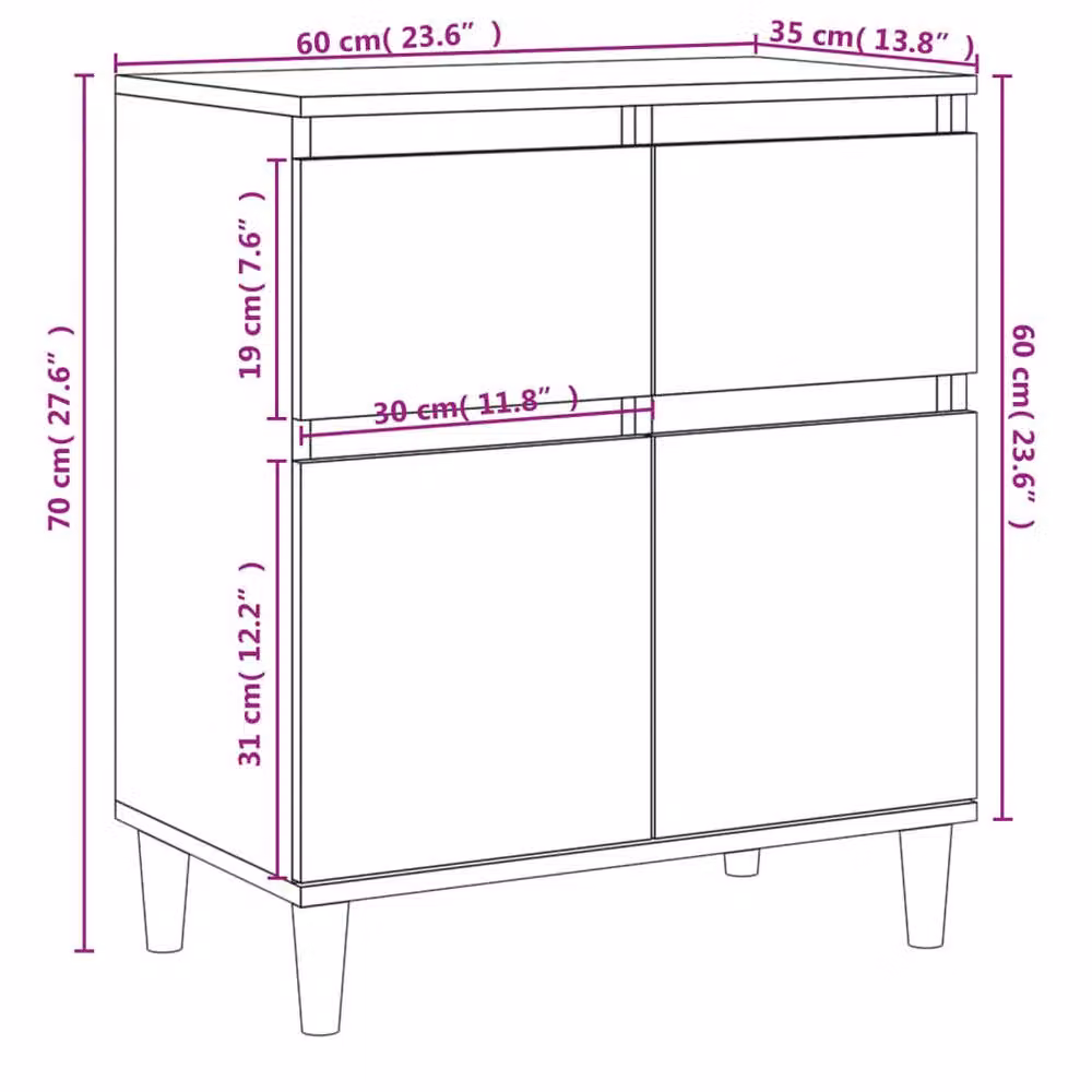 Berkfield Home Grey Sonoma Sideboard, W/D/H: 60 x 35 x 70 cm – 3