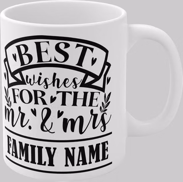 Simply Stunning Mugs Personalised Best Wishes Mr. & Mrs. Ceramic Mug Set of 2 in White