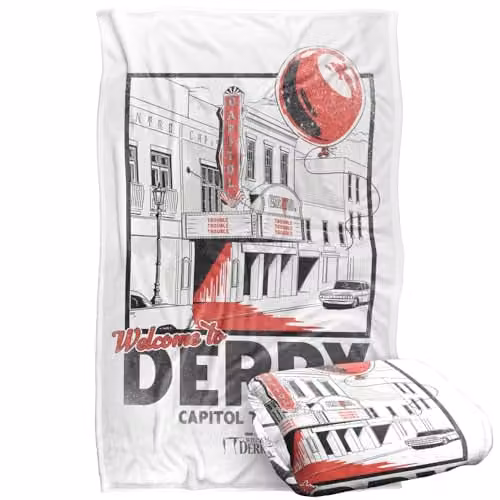 Warner Bros. Welcome To Derry Capitol Theatre Super Soft Fleece Throw Blanket, Multicolour and White, W: 91 cm, D: 147 cm