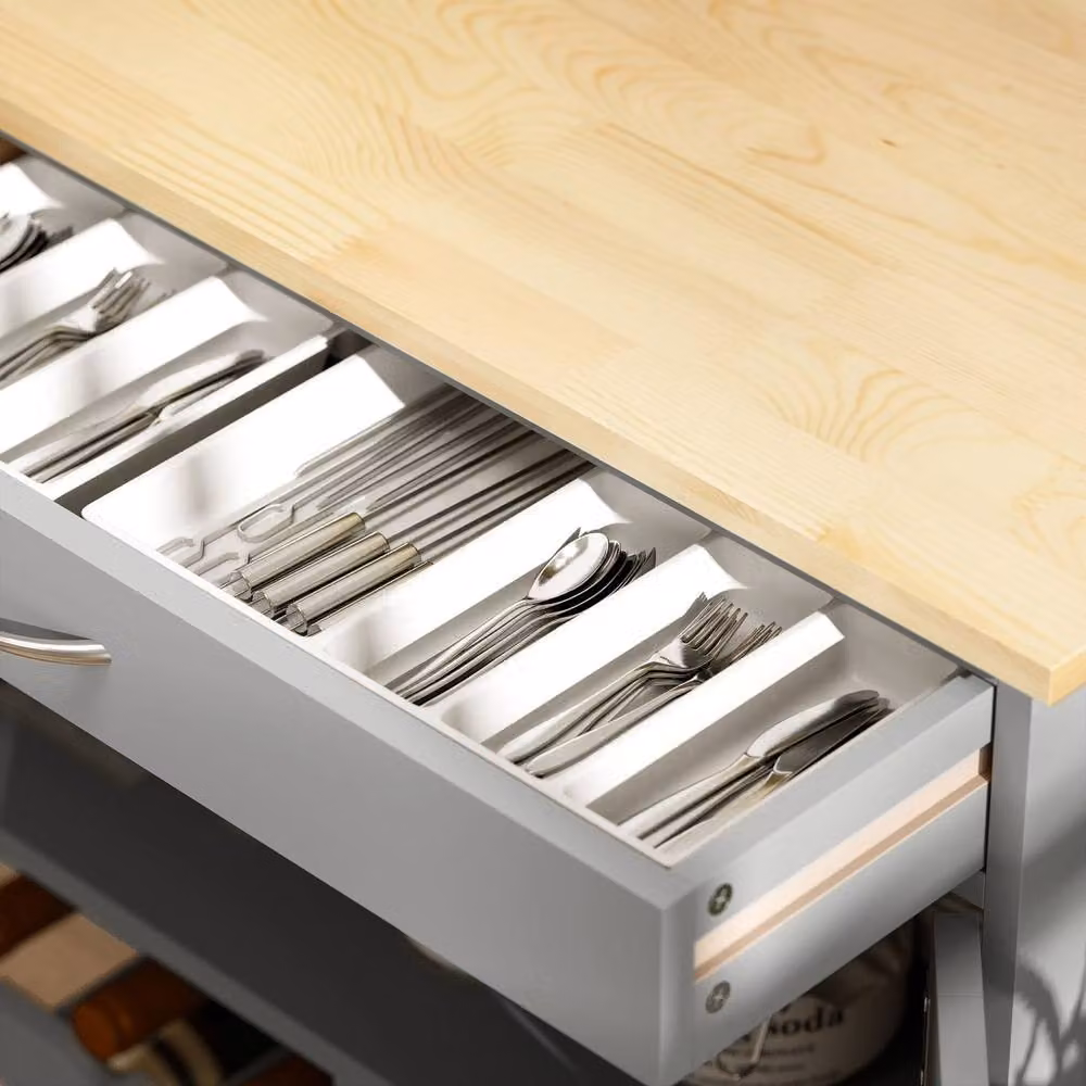 Wyld Haus Lehari Grey Rolling Kitchen Island with Drawer – 7