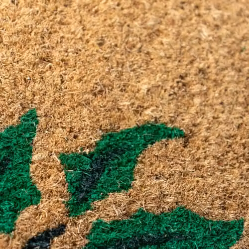 JVL Christmas Holly Coir and PVC Doormat, Green, W: 40 cm, D: 58 cm – 5