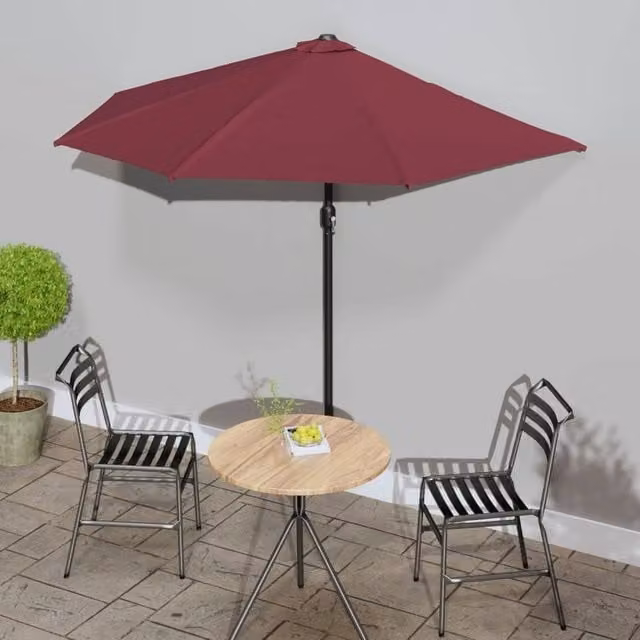 Berkfield Home Balcony Parasol with Aluminium Pole in Bordeaux Red, W/D/H: 270 x 144 x 222 cm – 1