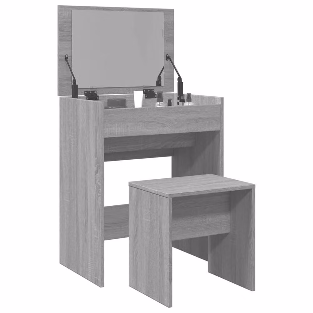 Berkfield Home Dressing Table and Stool in Grey Sonoma, W/D/H: 60 x 40 x 113.5 cm – 2