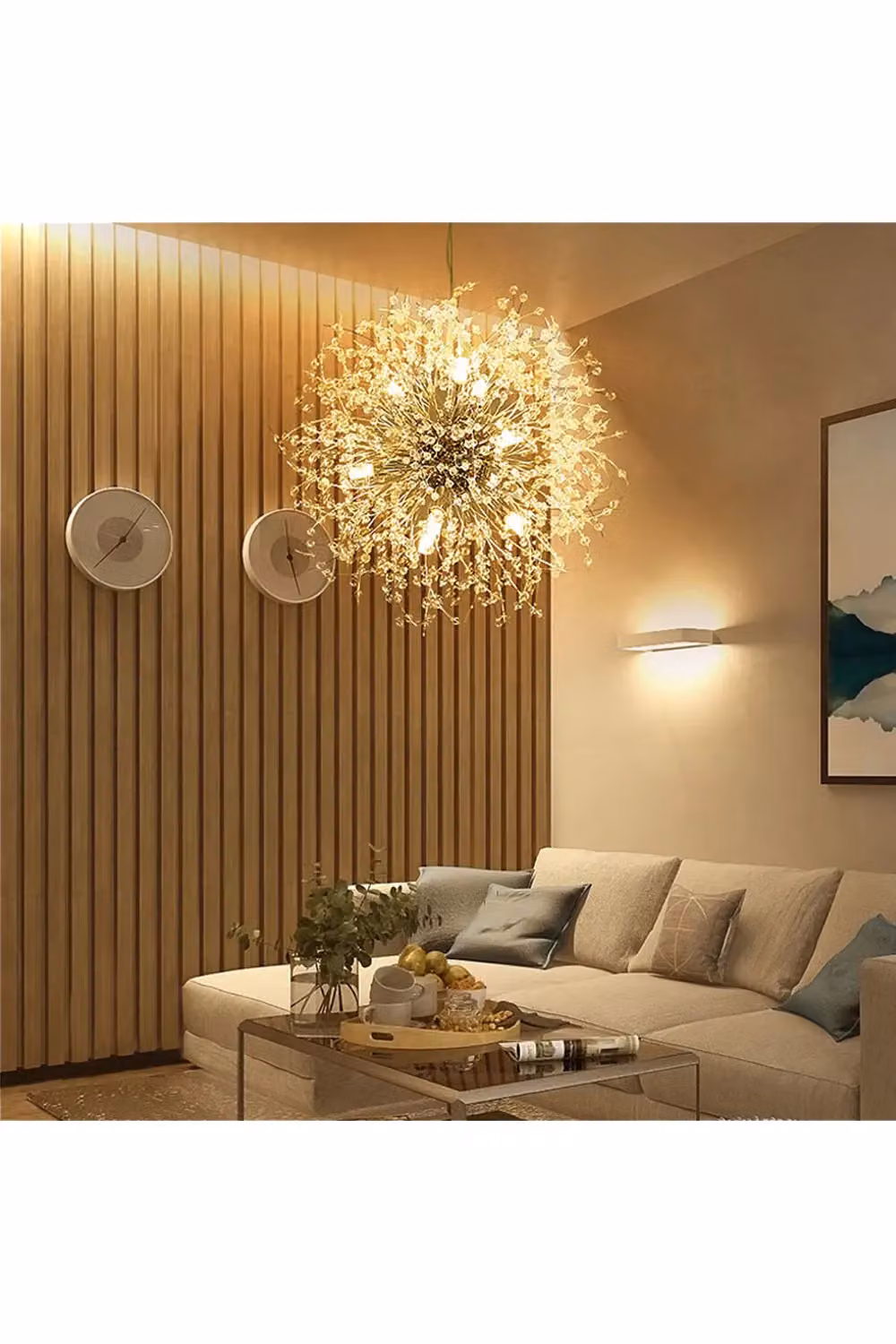 Living and Home Sputnik Crystal Hanging Pendant Light in Silver – 3