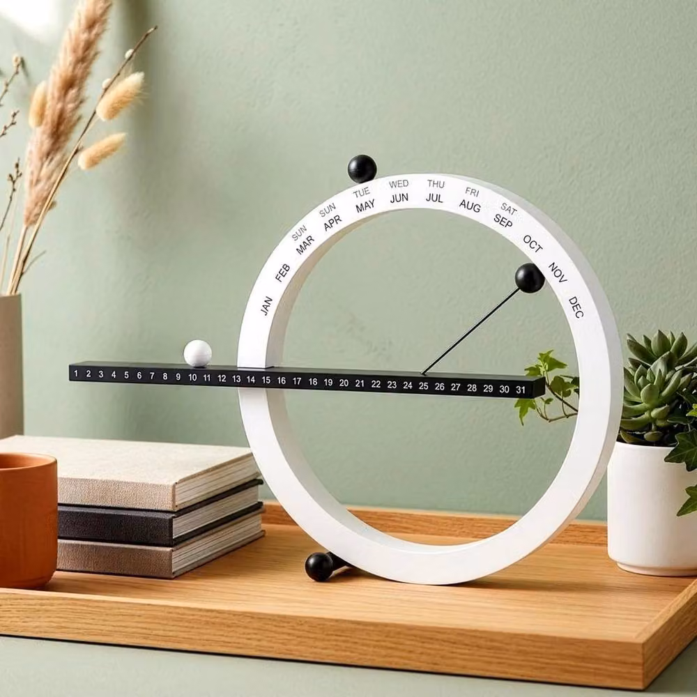 Kelvenix Creative Bauhaus Magnetic Perpetual Calendar Tabletop Ornament in White – 2