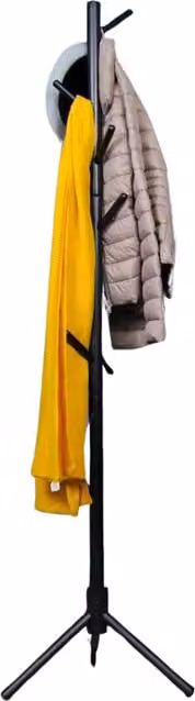 Pirlo Plush Black Wooden Adjustable Coat Stand with 8 Hooks