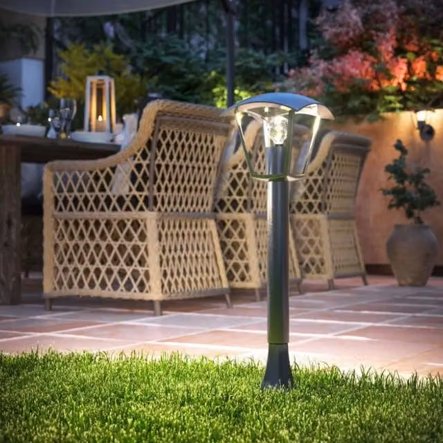 CGC Violet Black Outdoor Coach Style Post Lantern in Aluminium with Transparent Glass