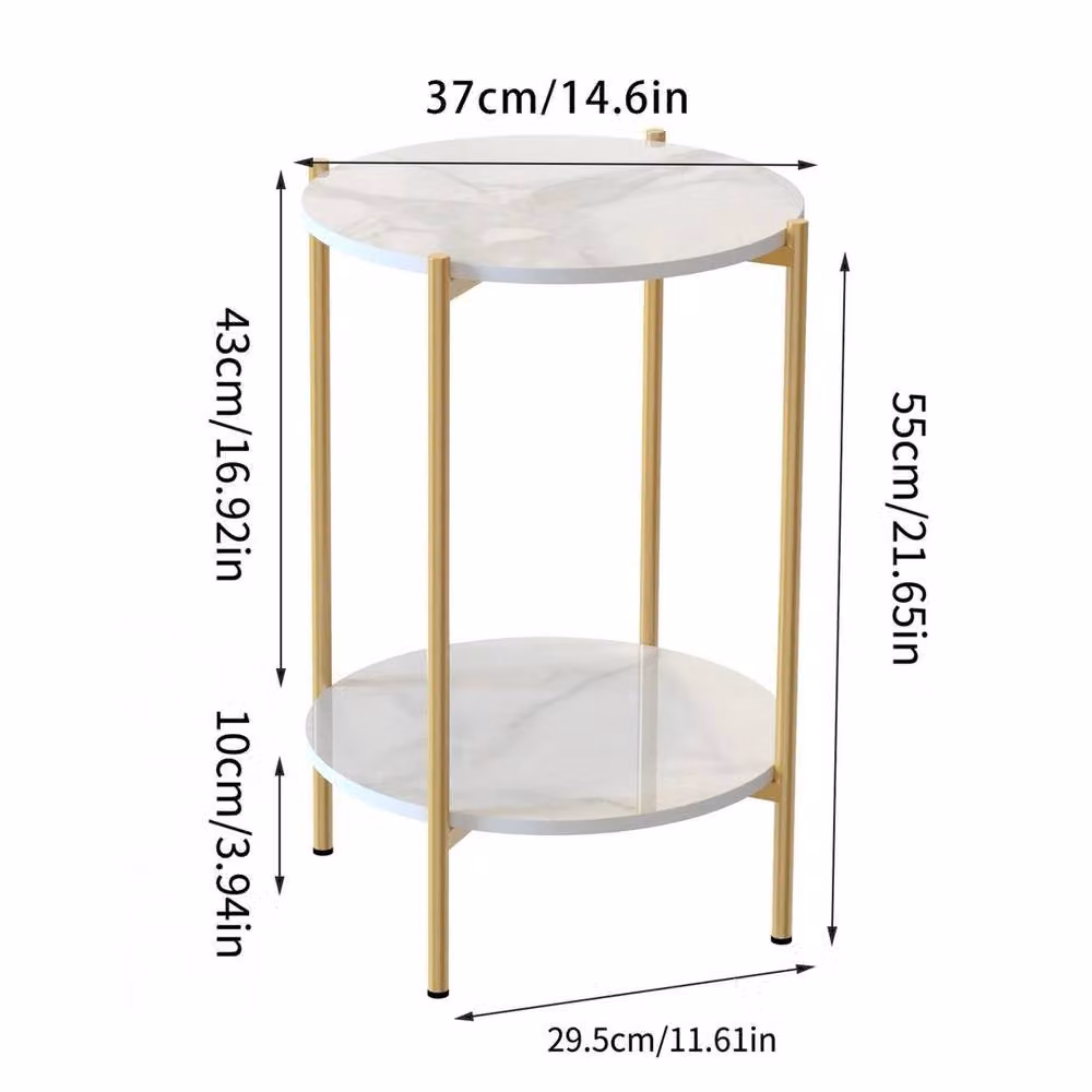 FORGEVIO Modern Round Sintered Stone Coffee Table in White and Gold – 2