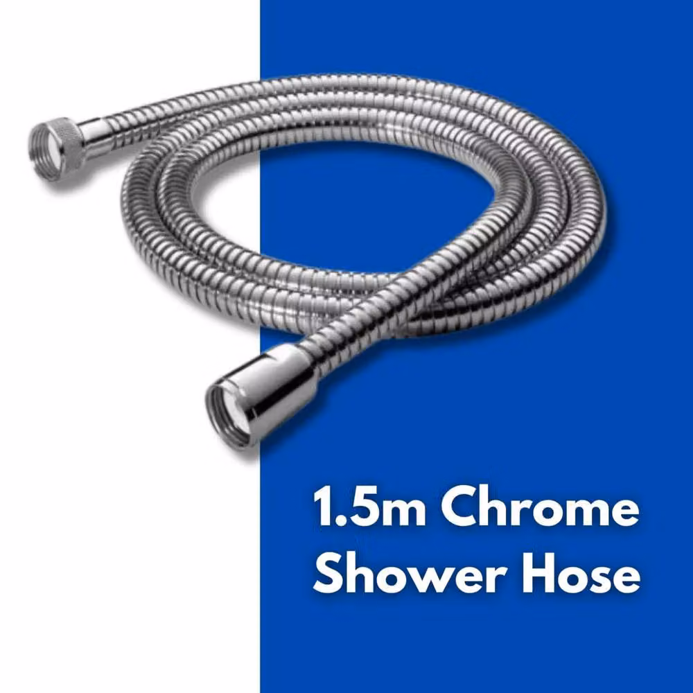 Marco Paul Silver Stainless Steel Anti-Twist Universal Replacement Shower Hose, 1.5m – 3