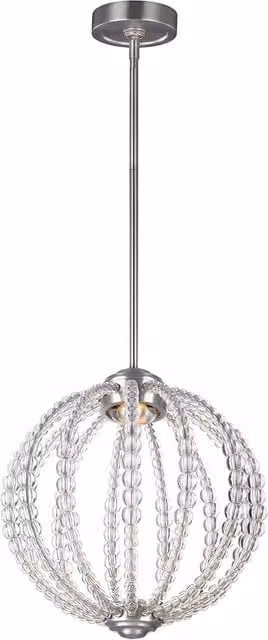 Loops Silver Crystal and Glass Suspended Ceiling Pendant Light with LED Bulb