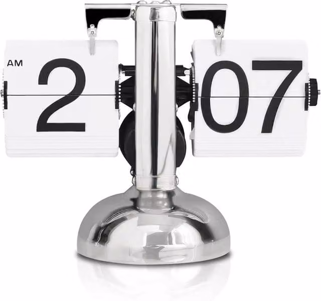 NESTLUNE Retro Silver Flip Down Digital Silent Quartz Clock, W/D/H: 100 x 15 x 15 cm – 1