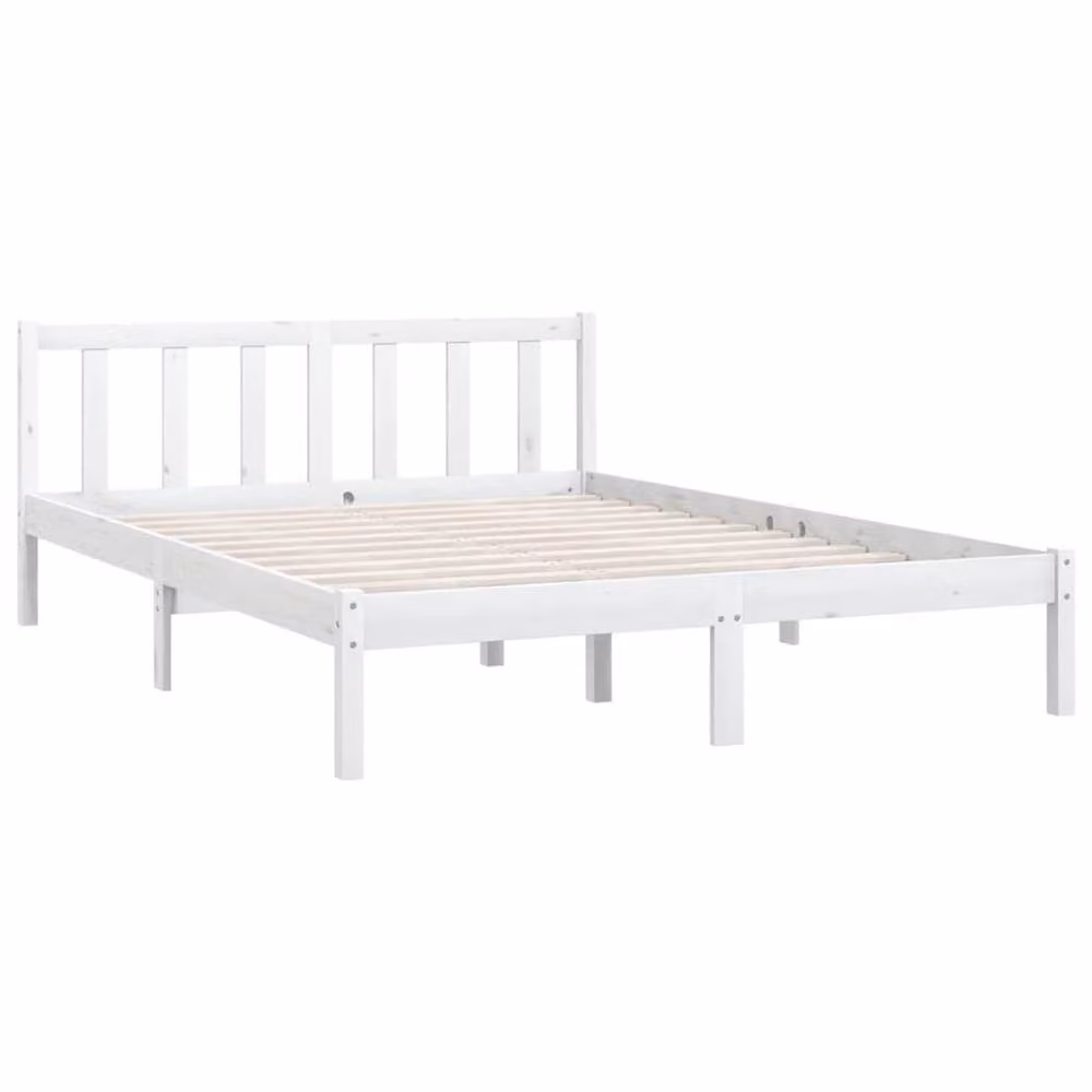 Berkfield Home Modern White Solid Wood Pine Bed Frame W: 150 cm, D: 200 cm – 2
