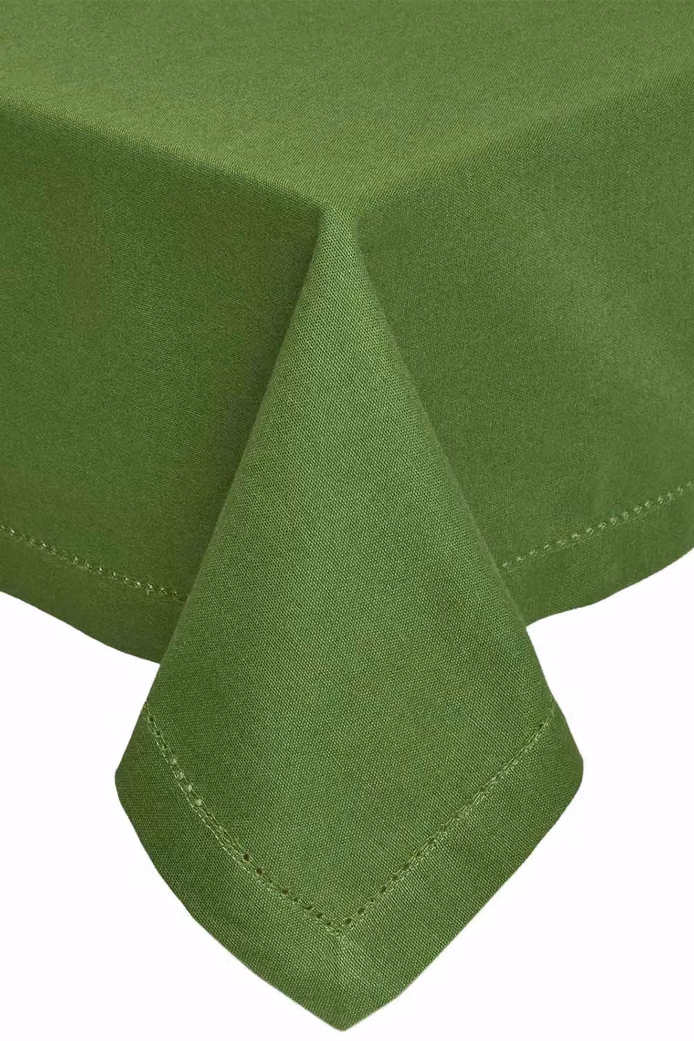 Homescapes Plain Cotton Rectangular Tablecloth in Green, W: 137 cm, L: 228 cm – 2