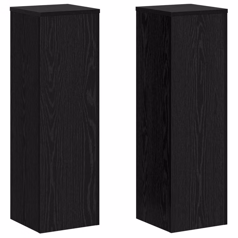 Berkfield Home Set of 2 Black Oak Plant Stands, W/D/H: 25 x 25 x 80 cm