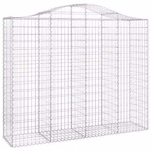 vidaXL 2x Arched Gabion Baskets, Galvanised Steel Mesh Wire Stone Cage for Outdoor Garden Retaining Walls and Planters, Silver, W: 200 cm, D: 50 cm, H: 160-180 cm