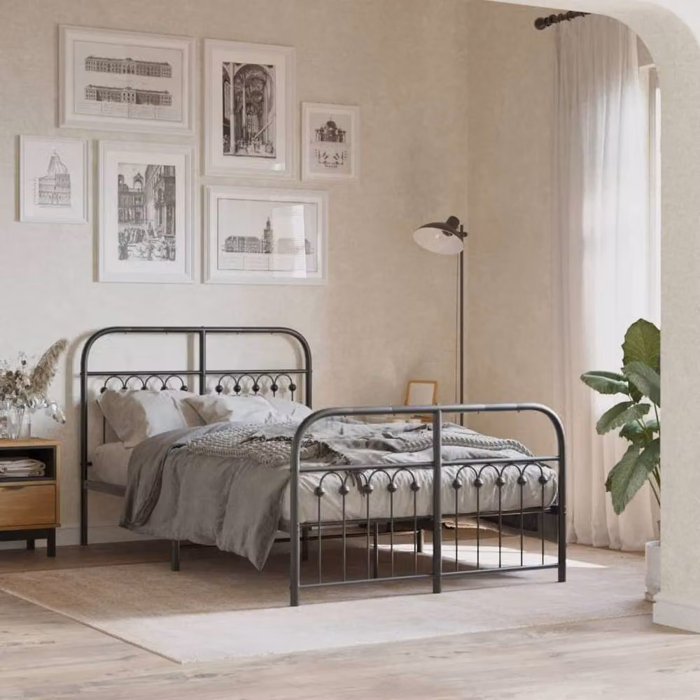 Berkfield Home Metal Bed Frame with Footboard, Black, W/D/H: 120 x 190 cm – 2
