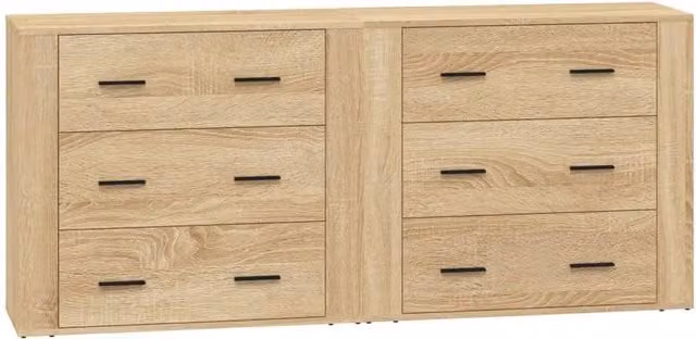 Berkfield Home Set of 2 Sonoma Oak Sideboards in Light Tan Beige Engineered Wood