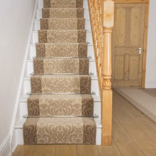 runrug Ivory Baroque Stair Carpet Runner, W: 70 cm, L: 570 cm – 1