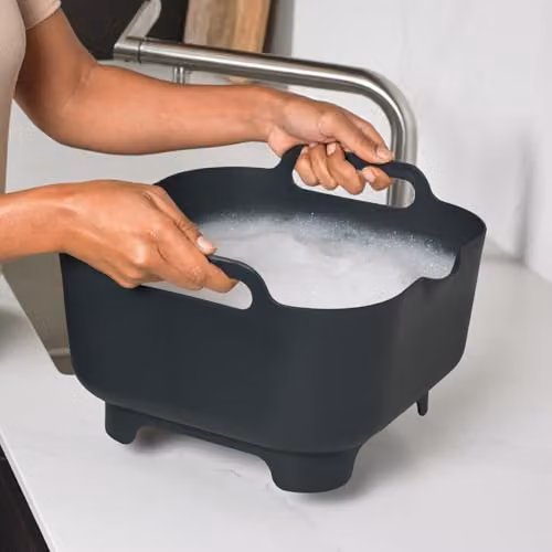 ReBorn Recycled Plastic Washing Up Bowl with Handles and Feet, 9L, Sage Green and Charcoal Grey – 3