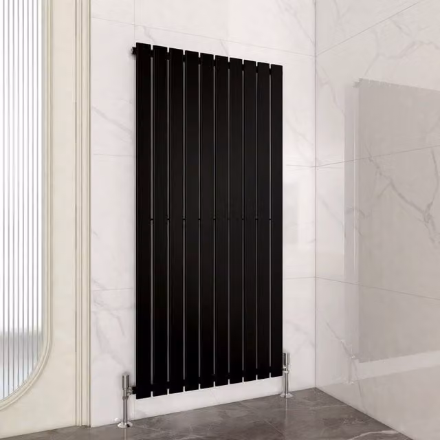 MCC Direct Designer Flat Panel Single Radiator, Black, W: 160 cm, H: 68 cm, D: 6.8 cm