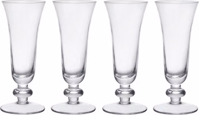 Mikasa Salerno Crystal Champagne Flute Glasses, Set of 4, 170ml, Clear