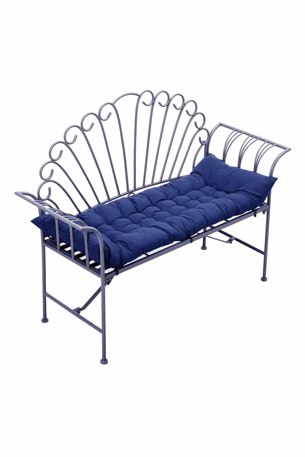 Living and Home Blue Cotton Rectangular Chaise Lounge Chair Cushion, W: 110 cm, D: 40 cm – 2