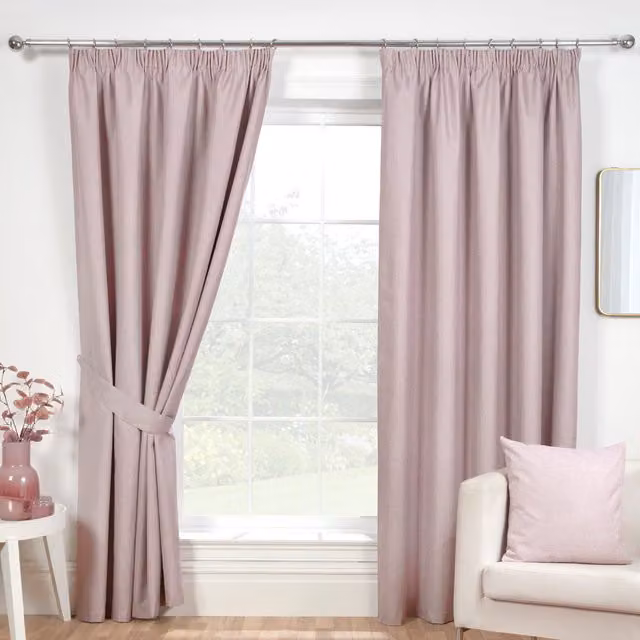 Sundour Eclipse Pink Pencil Pleat Blackout Curtains, Pair, Width: 117 cm, Drop: 229 cm