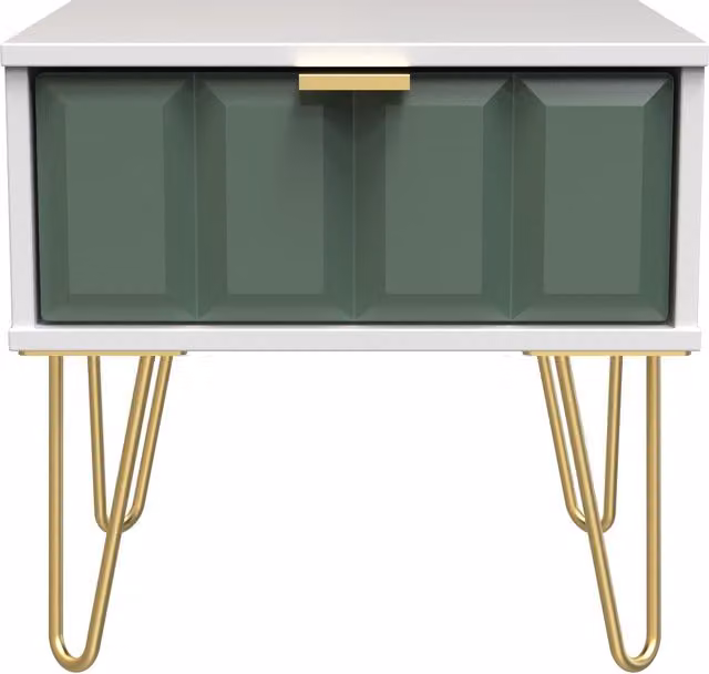 2 U Metro Ready Assembled 1 Drawer Bedside Table in Green and Gold