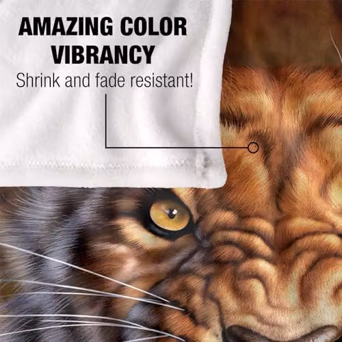 JQ Licensing Jlo Saber-Toothed Tiger Silky Touch Super Soft Fleece Throw Blanket, White, W/D/H: 152 x 127 cm – 3