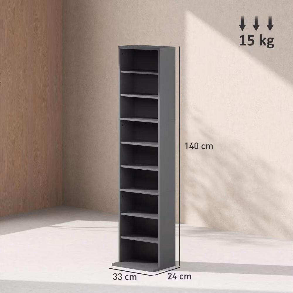 STILVORA Grey CD Storage Unit with 6 Adjustable Shelves – 4