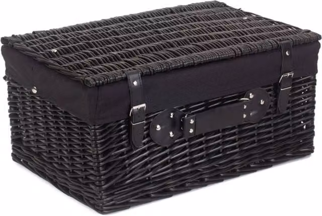 Red Wicker Hamper Picnic Basket with Black Cotton Lining
